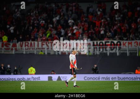 Buenos Aires, Argentina. 17th Oct, 2021. Enzo Perez reacts during the match between River Plate and San Lorenzo as part of Torneo Liga Professional 2021 at Estadio Monumental Antonio Vespucio Liberti. (Final scores; River Plate 3:1San Lorenzo) Credit: SOPA Images Limited/Alamy Live News Stock Photo