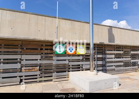 hospital icons, public toilets and information point Stock Photo