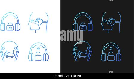 Wireless headphones gradient icons set for dark and light mode Stock Vector