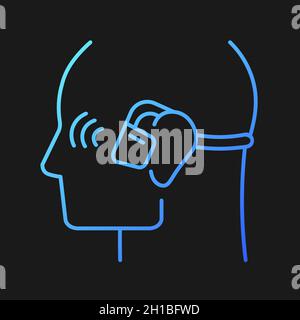 Open ear wireless headphones gradient vector icon for dark theme Stock Vector