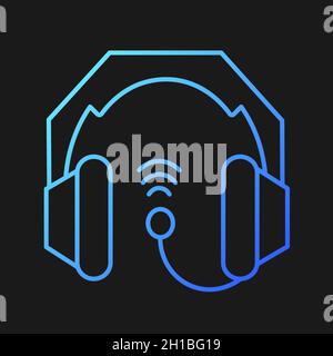 Gaming headset gradient vector icon for dark theme Stock Vector