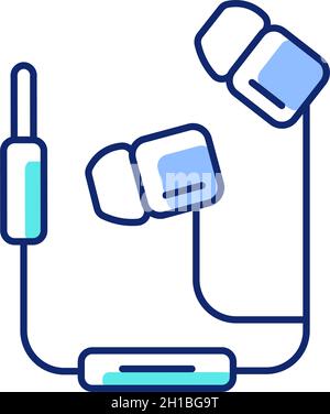 Wired earphones RGB color icon Stock Vector