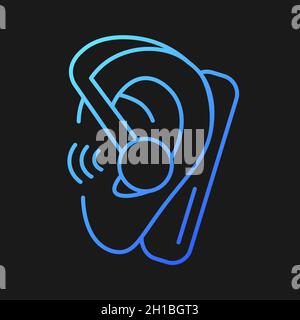 Handsfree headset gradient vector icon for dark theme Stock Vector