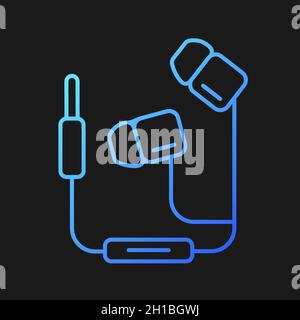 Wired earphones gradient vector icon for dark theme Stock Vector