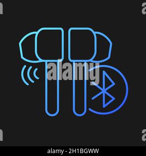 Noise cancelling wireless earphones gradient vector icon for dark theme Stock Vector