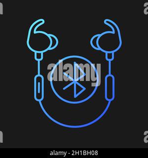 Wireless workout headphones gradient vector icon for dark theme Stock Vector