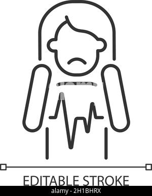 Heart palpitations linear icon Stock Vector