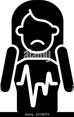 Heart palpitations black glyph icon Stock Vector