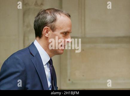 London, England, UK. 18th Oct, 2021. Deputy Prime Minister and Secretary of State for Justice DOMINIC RAAB is seen in Westminster after finishing morning media round. (Credit Image: © Tayfun Salci/ZUMA Press Wire) Credit: ZUMA Press, Inc./Alamy Live News Stock Photo