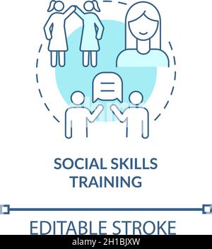 Social skills training concept icon Stock Vector