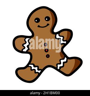 Sweet Cute Christmas cookies gingerbread man with a smile Stock Vector