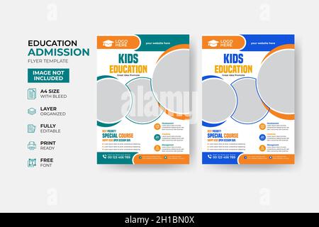 Modern and creative kids education flyer template Stock Vector
