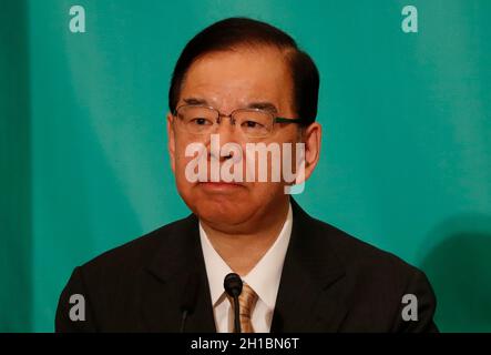 Tokyo, Japan. 18th Oct, 2021. The Japanese Communist Party Chairman Kazuo Shii attends a debate session with other leaders of Japan's main political parties, ahead of October 31, 2021 lower house election, at the Japan National Press Club in Tokyo, Japan October 18, 2021. Credit: SOPA Images Limited/Alamy Live News Stock Photo