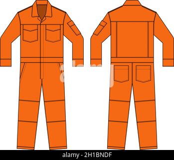 Long sleeves working overalls ( Jumpsuit, Boilersuit ) template vector ...