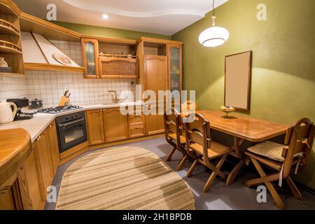 Wood beautiful kitchen interior design Stock Photo