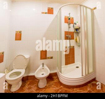 interior of apartment, bathroom with shower Stock Photo
