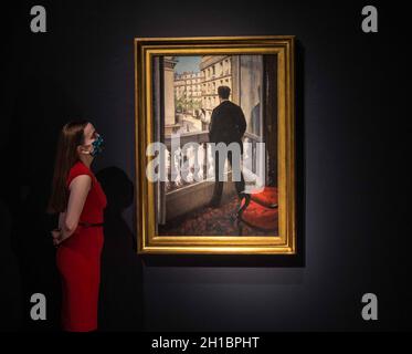 London, UK. 18th Oct, 2021. Christies, The Cox Collection, The Story of Impressionism, Gustave Caillebotte, Jeune Homme a sa fenetre Est on request in excess of $50. Million Credit: Paul Quezada-Neiman/Alamy Live News Stock Photo