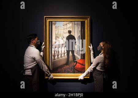 London, UK. 18th Oct, 2021. Christies, The Cox Collection, The Story of Impressionism, Gustave Caillebotte, Jeune Homme a sa fenetre Est on request in excess of $50. Million Credit: Paul Quezada-Neiman/Alamy Live News Stock Photo