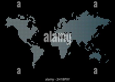 World map vector. Simple dot style world map - dotted technology style. Stock Vector