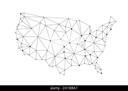 USA connected dots polygon map. Vector United States map polygonal style. Stock Vector