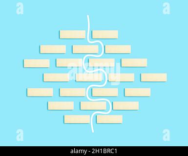 Maze background. Labyrinth maze on a blue background with an exit path. Problems, solution, search, business and psychology concept. High quality photo Stock Photo