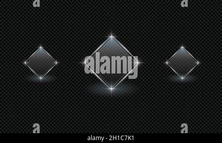 Golden frame shining rectangle light effect vector banner template ...