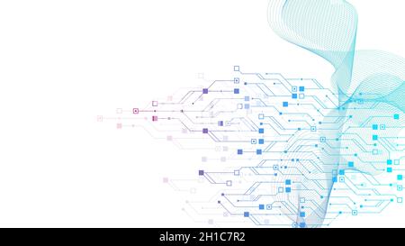 Technology abstract circuit board texture background. High-tech futuristic circuit board banner wallpaper. Digital data. Engineering electronic Stock Photo