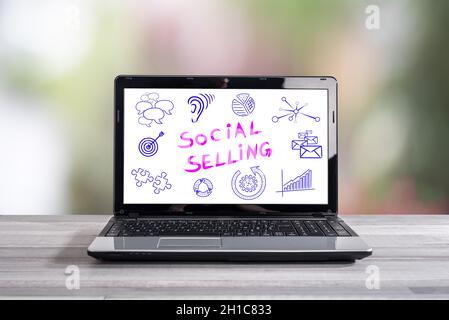 Social selling concept shown on a laptop screen Stock Photo