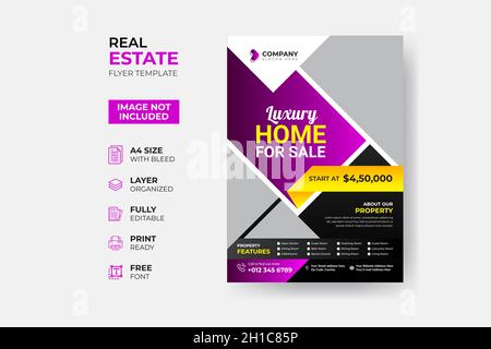 Modern Real Estate Flyer Template Design Stock Vector