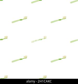 Green toothbrush pattern seamless background texture repeat wallpaper geometric vector Stock Vector