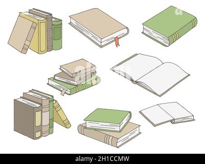 Books set graphic color isolated sketch illustration vector Stock Vector