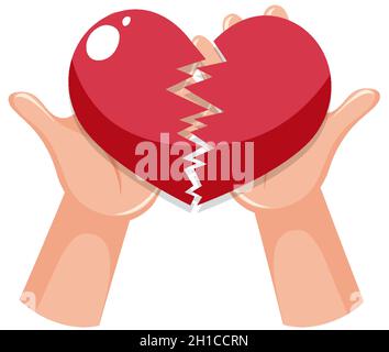 Hands holding broken heart illustration Stock Vector Image & Art - Alamy