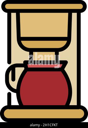 Domestic coffee machine icon. Outline domestic coffee machine vector icon color flat isolated Stock Vector
