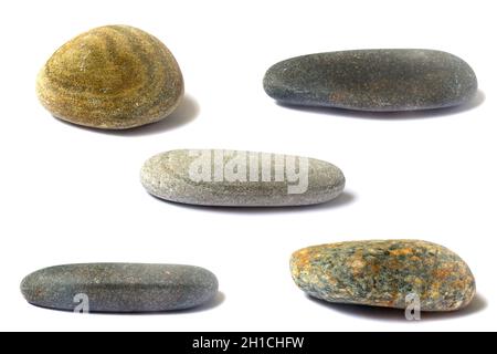a set of stones with a shadow isolated on a white background Stock Photo