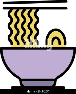 Samurai ramen icon. Outline samurai ramen vector icon color flat isolated Stock Vector