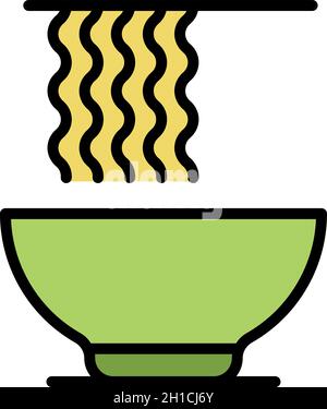 Soup ramen icon. Outline soup ramen vector icon color flat isolated Stock Vector