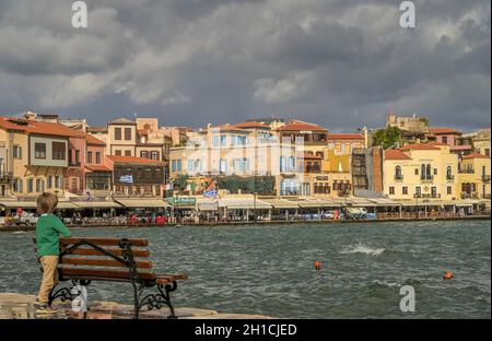 Venezianischer Hafen, Chania, Kreta, Griechenland Stock Photo
