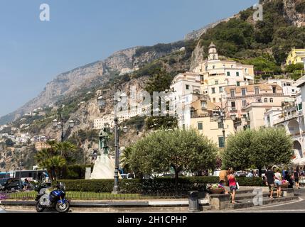 Amalfi, Italy - June 16, 2017: View of Amalfi. Amalfi is a charming resort town on the scenic Amalfi Coast of Italy. Stock Photo