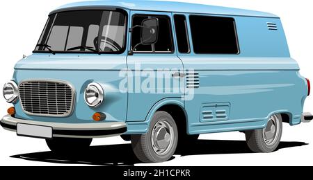 Retro van isolated on white background. EPS-10 separated by groups and layers with transparency effects for one-click repaint and easy edit. Stock Vector
