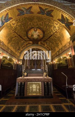 Montecassino, Italy - June 17, 2017: Crypt Inside the Basilica Cathedral at Monte Cassino Abbey. Italy Stock Photo