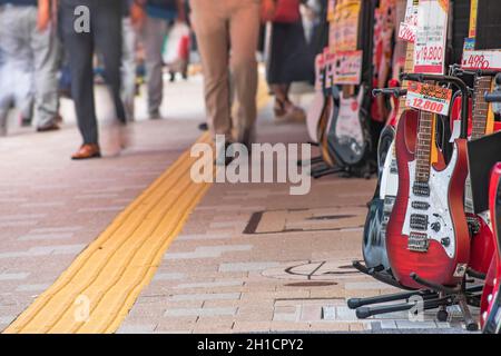 Ochanomizu district in Tokyo close to Meiji University whose main street known as Guitar Street, which is lined on both sides with guitar shops, violi Stock Photo