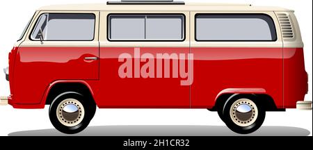 Retro van isolated on white background. EPS-10 separated by groups and layers with transparency effects for one-click repaint and easy edit. Stock Vector