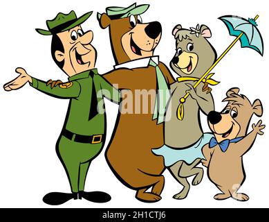 Yogi Bear Jellystone Park cartoon funny scared illustration Stock Photo ...