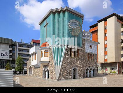 SKOPJE, MACEDONIA - SEPTEMBER 17: Memorial House of Mother Teresa in Skopje on SEPTEMBER 17, 2012. Museum and Memorial House of Mother Teresa Humanita Stock Photo