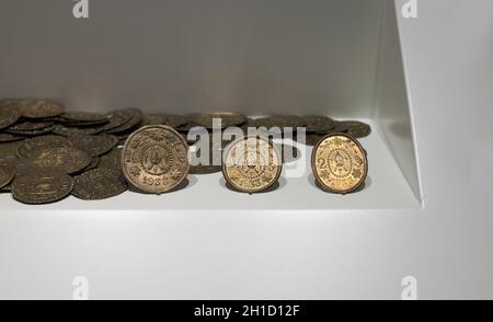 Barcelona, Spain - Dec 26th 2019: Catalan Pellofas, church interior coins certain services. National Art Museum of Catalonia, Barcelona, Spain Stock Photo