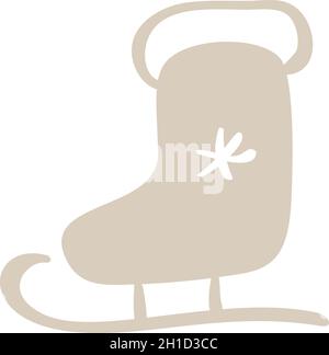 Vector doodle Ice skating christmas shoe image with snowflake. linear style sign for mobile concept and web design. skate icon. Symbol logo Stock Vector