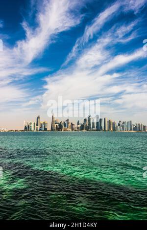 DOHA, QATAR - FEB 25, 2020: Downtown waterfront of Doha, Qatar Stock Photo