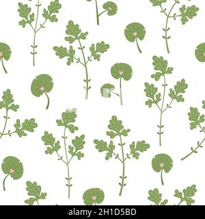 Botanical vector seamless pattern with plants and flowers Stock Vector