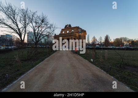 BERLIN - MARCH 22, 2020: Remains of Anhalter Bahnhof, is a former railway terminus in Berlin (it was severely damaged in World War II). Stock Photo