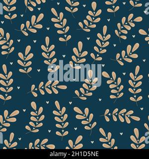 Botanical vector seamless pattern with plants and flowers Stock Vector